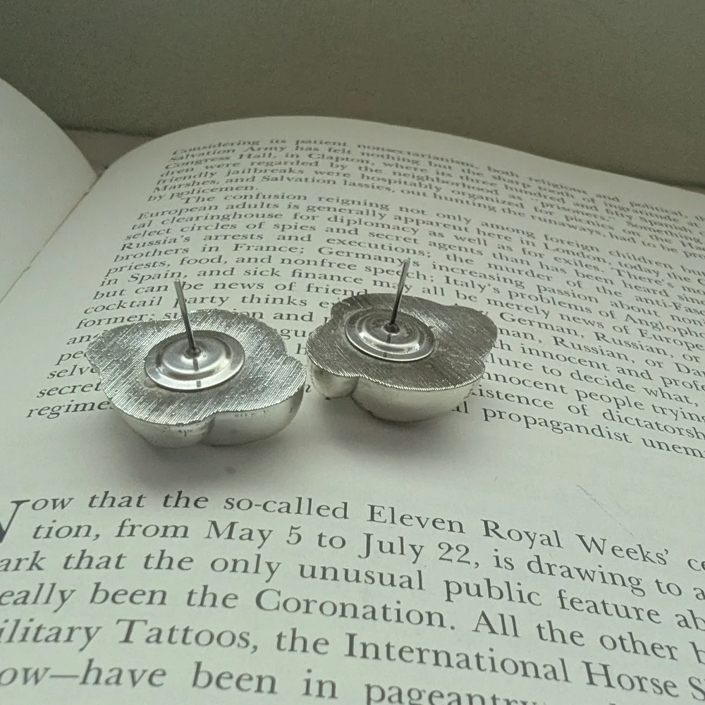 Silver Swirl Silver Plastic Earrings - Picture 6 of 7